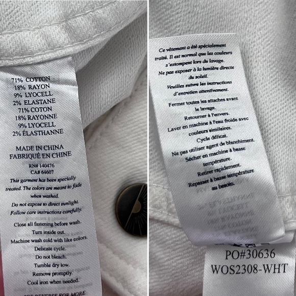 Faherty Brand Stretch Terry Trucker Jacket Size L White Button Front - FLAWS - Picture 10 of 10